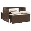 vidaXL Set comedor de jard&iacute;n 3 piezas y cojines rat&aacute;n sint&eacute;tico marr&oacute;n