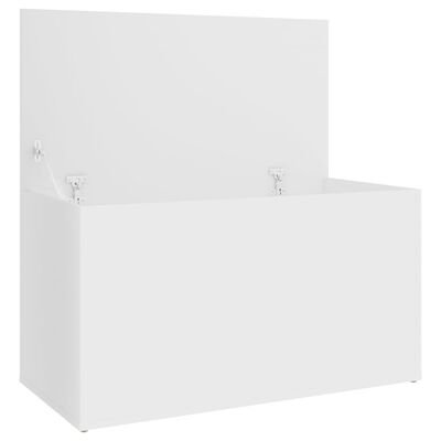 vidaXL Baúl de almacenamiento madera contrachapada blanco 84x42x46 cm