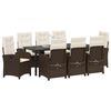 vidaXL Conjunto de Comedor de Jard&iacute;n 9 pcs Marr&oacute;n rat&aacute;n sint&eacute;tico
