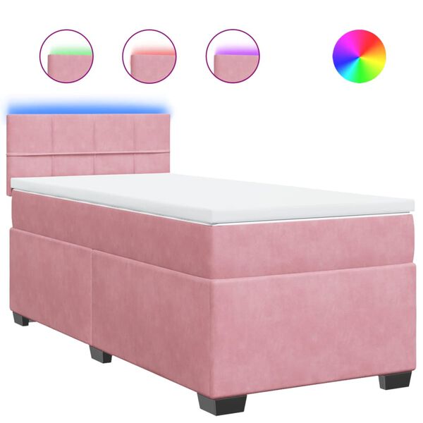 vidaXL Cama box spring con colch&oacute;n terciopelo rosa 80x200 cm