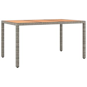 vidaXL Mesa de jard&iacute;n rat&aacute;n PE gris y superficie madera maciza acacia