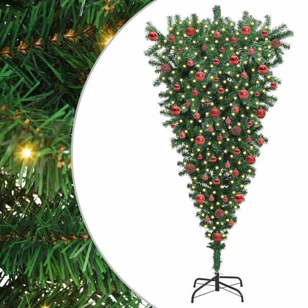 vidaXL &Aacute;rbol de Navidad artificial preiluminado al rev&eacute;s con juego de bolas