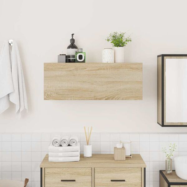 vidaXL Mueble de pared ba&ntilde;o madera ingenier&iacute;a roble Sonoma 80x25x30 cm