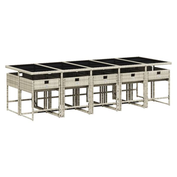 vidaXL Set de comedor de jard&iacute;n 11 pzas y cojines rat&aacute;n sint&eacute;tico gris