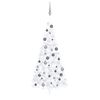 vidaXL Medio &aacute;rbol de Navidad con luces y bolas blanco 240 cm