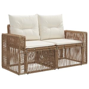 vidaXL Sof&aacute; de jard&iacute;n 2-N&uacute;mero de plazas Beige rat&aacute;n sint&eacute;tico