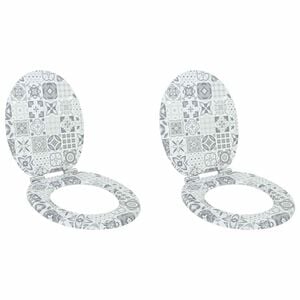 vidaXL Asiento de WC 2 pcs Porcelana azul y blanca 44 x 38 cm
