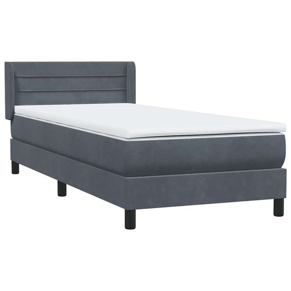 vidaXL Cama box spring con colch&oacute;n terciopelo gris oscuro 80x210 cm
