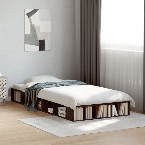 vidaXL Estructura de cama madera de ingenier&iacute;a marr&oacute;n roble 100x200 cm