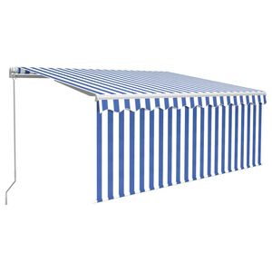 vidaXL Toldo retr&aacute;ctil manual con persiana y LED azul y blanco 3x2,5 m