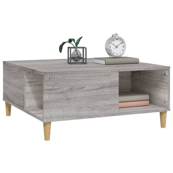 vidaXL Mesa de centro madera contrachapada gris Sonoma 80x80x36,5 cm