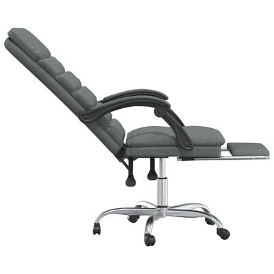 vidaXL Silla de oficina reclinable con masaje de tela gris oscuro