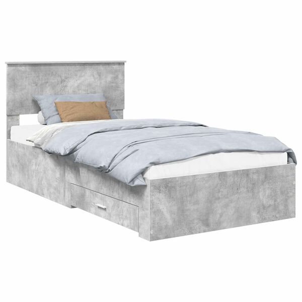 vidaXL Estructura de cama con cabecera Gris Concreto 100 x 200 cm