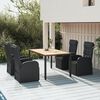 vidaXL Juego comedor jard&iacute;n 5 pzas madera acacia rat&aacute;n sint&eacute;tico negro