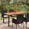vidaXL Mesa de jardín superficie de madera ratán PE negro 150x90x75 cm