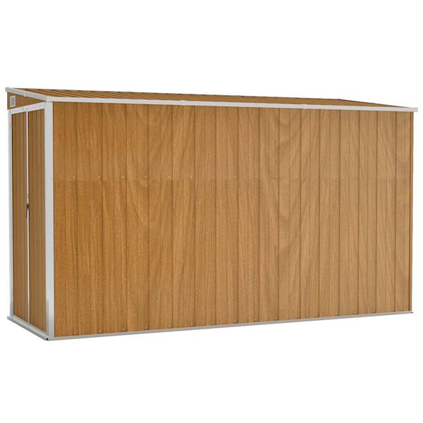 vidaXL Caseta de jardín de pared marrón 118x288x178 cm acero galvanizado