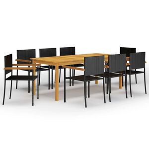 vidaXL Juego de comedor para jard&iacute;n de 9 piezas negro