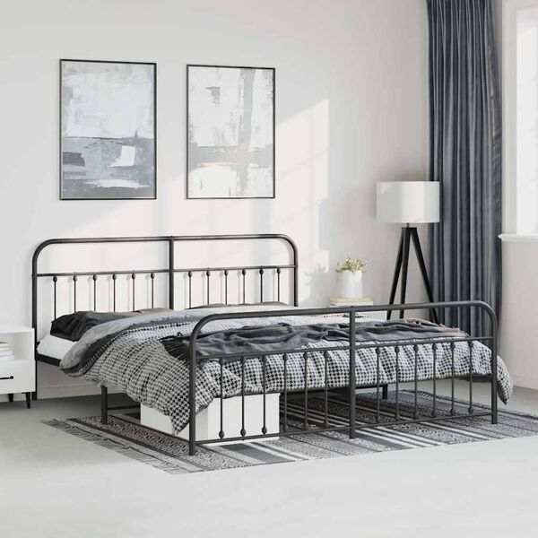 vidaXL Estructura cama sin colch&oacute;n con estribo metal negro 183x213 cm