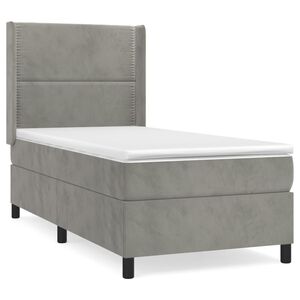 vidaXL Cama box spring con colch&oacute;n terciopelo gris claro 100x200 cm