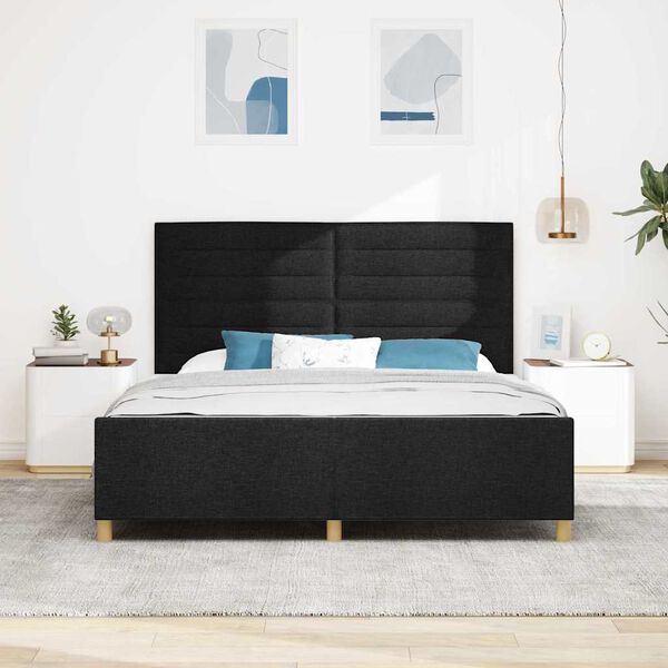 vidaXL Estructura de cama con cabecera Negro 180 x 200 cm tela
