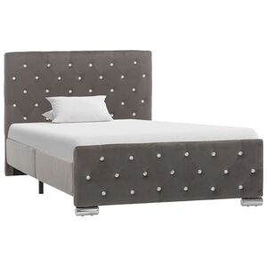 vidaXL Estructura de cama sin colch&oacute;n terciopelo gris 100x200 cm