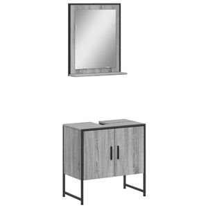 vidaXL Set de muebles de ba&ntilde;o 2 pzas madera de ingenier&iacute;a gris sonoma