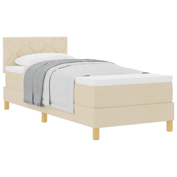 vidaXL Cama tipo Box Spring con colch&oacute;n Crema 80 x 200 cm tela