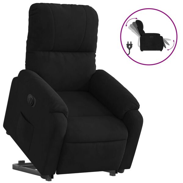 vidaXL Sill&oacute;n el&eacute;ctrico reclinable elevable tela microfibra negro