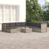 vidaXL Set de muebles de jard&iacute;n 8 pzas y cojines rat&aacute;n sint&eacute;tico gris