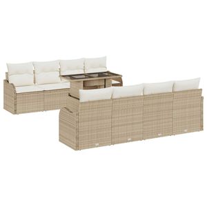 vidaXL Conjunto de sof&aacute; de jard&iacute;n 7 pcs Beige rat&aacute;n sint&eacute;tico