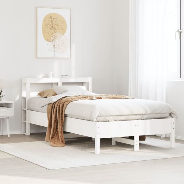 vidaXL Estructura de cama sin colch&oacute;n madera maciza blanca 75x190 cm