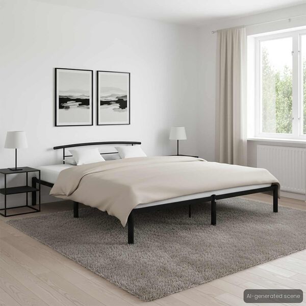 vidaXL Estructura de cama sin colchón metal negro 180x200 cm