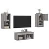 vidaXL Muebles de TV de pared con luces LED 4 piezas gris Sonoma