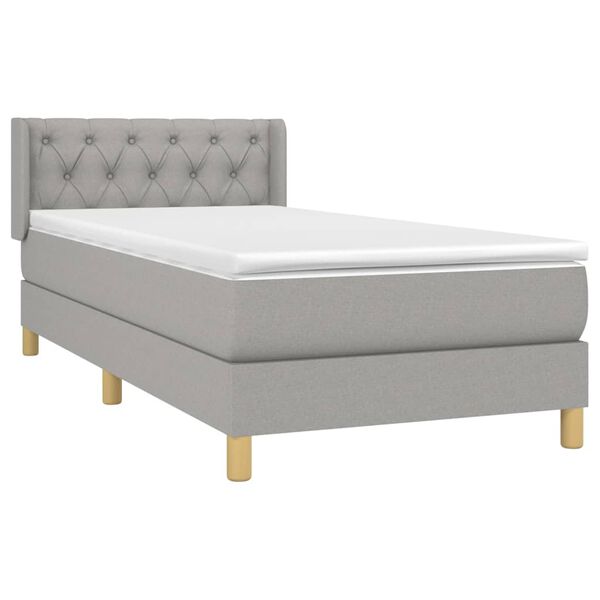 vidaXL Cama box spring con colch&oacute;n tela gris claro 80x200 cm
