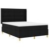 vidaXL Cama tipo Box Spring con tiras LED Negro 140 x 190 cm tela