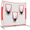 vidaXL Red de b&eacute;isbol port&aacute;til poli&eacute;ster negro y rojo 183x105x183 cm