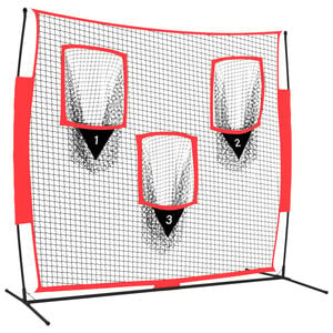 vidaXL Red de b&eacute;isbol port&aacute;til poli&eacute;ster negro y rojo 183x105x183 cm