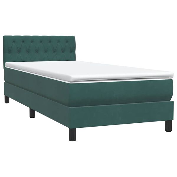 vidaXL Cama box spring con colch&oacute;n terciopelo verde oscuro 100x210 cm