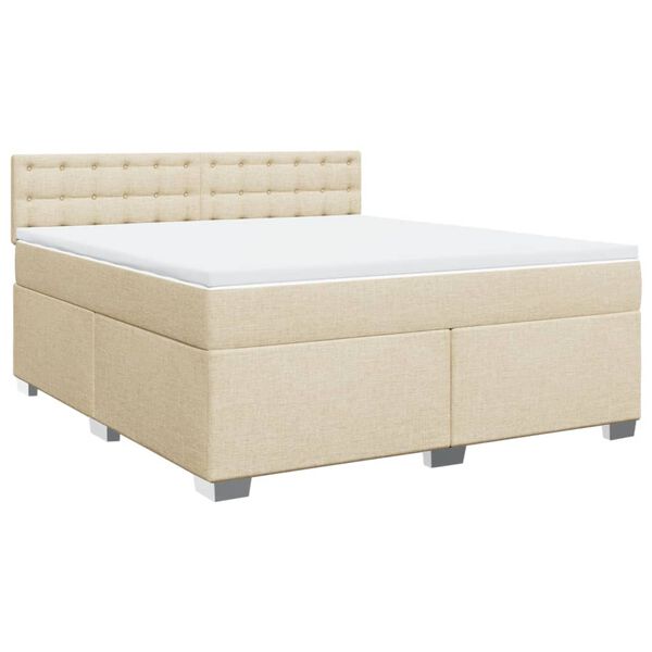vidaXL Cama box spring con colch&oacute;n tela color crema 180x200 cm