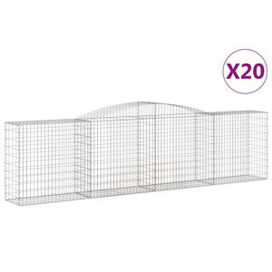 vidaXL Cestas de gaviones 20 uds forma de arco hierro 400x50x100/120cm