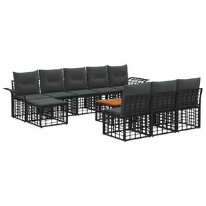 vidaXL Conjunto de sof&aacute;s de exterior 11 pcs Negro y Gris oscuro