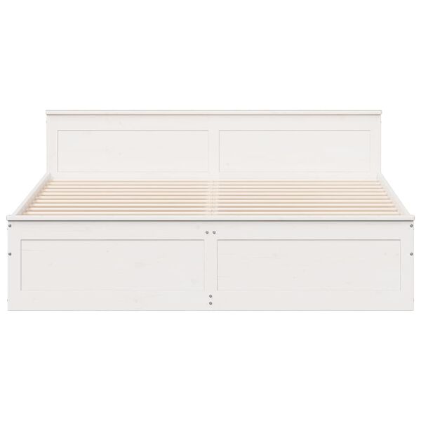 vidaXL Cama sin colch&oacute;n con cabecero madera de pino blanco 180x200 cm