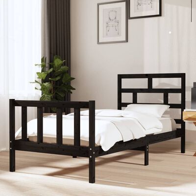 vidaXL Estructura de cama madera maciza de pino negro 90x200 cm