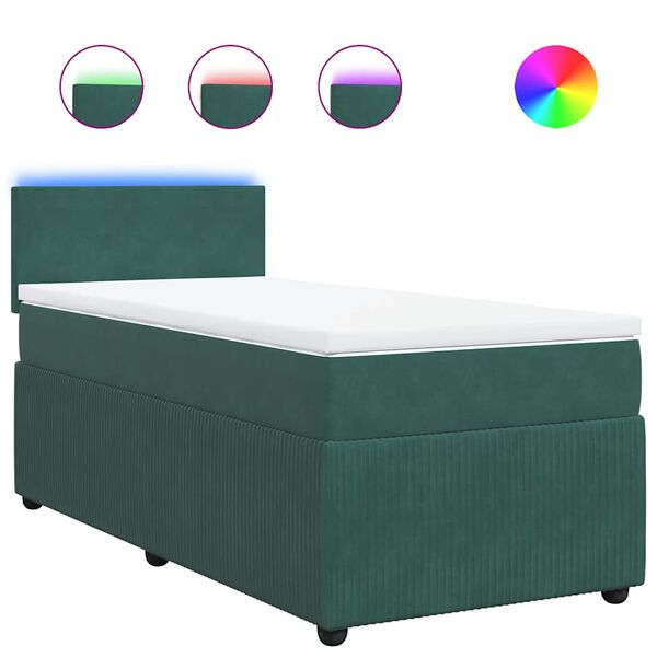 vidaXL Cama box spring con colch&oacute;n terciopelo verde oscuro 100x200 cm