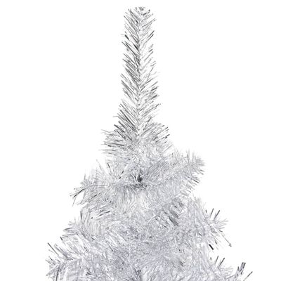 vidaXL Árbol de Navidad preiluminado luces y soporte plateado 240 cm