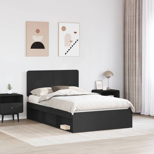 vidaXL Estructura de cama Negro 135 x 190 cm Madera de pino macizo