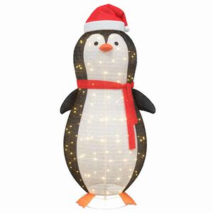 vidaXL Figura de ping&uuml;ino de nieve con 600 LED C&aacute;lido 78 x 178 cm tela