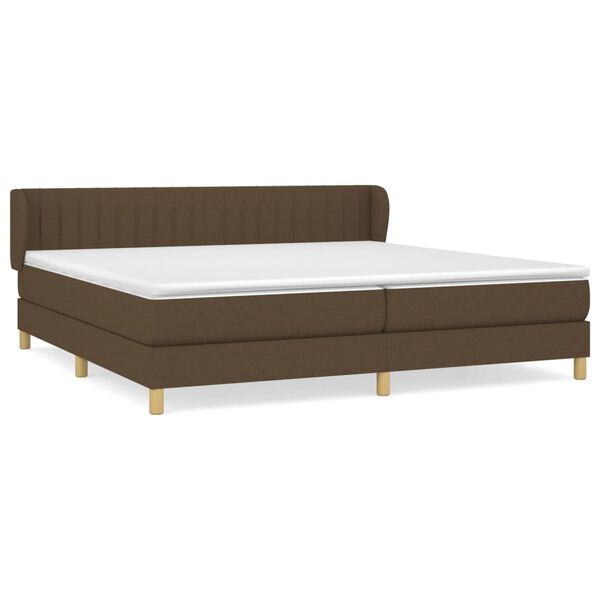 vidaXL Cama box spring con colch&oacute;n tela marr&oacute;n oscuro 200x200 cm
