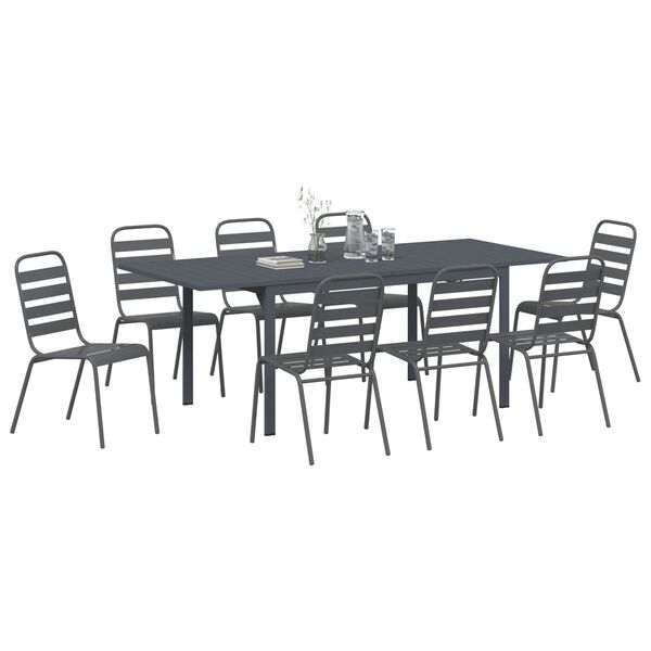 vidaXL Conjunto de Comedor de Jard&iacute;n 9 pcs Antracita