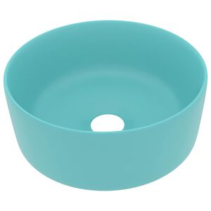 vidaXL Lavabo de lujo redondo cer&aacute;mica verde claro mate 40x15 cm